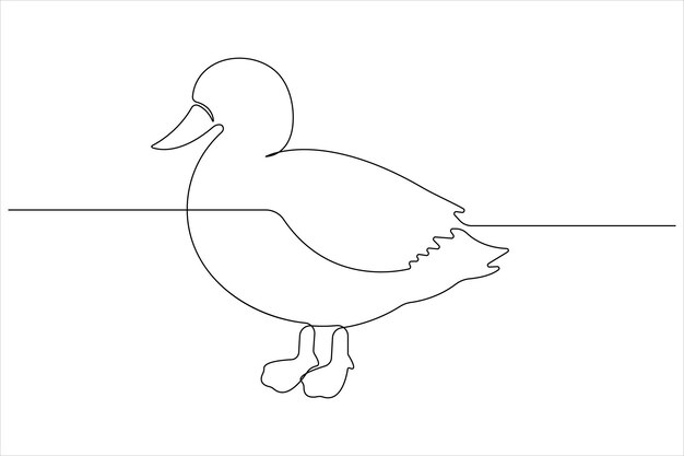 Dessin Artistique En Ligne Continue D'un Concept De Canard D'animal De Compagnie Illustration Vectorielle De Contour