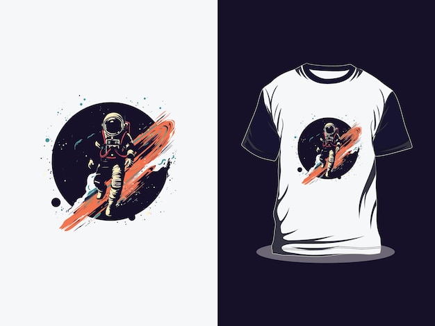Vecteur dessin d'astronaute dans l'espace œuvre d'art créative design de t-shirt à l'impression vectorielle à la mode