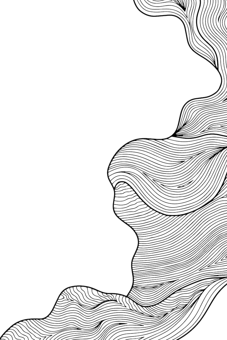 Vecteur dessin au trait abstrait vectoriel ondulé lisse fluide dynamique dégradé noir