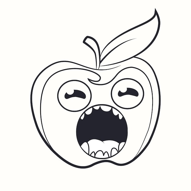 Vecteur dessin au trait apple doodle