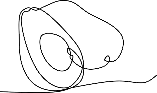 Vecteur dessin au trait avocat friut frais et légume vecteur ligne continue illustration contour dessiné à la main