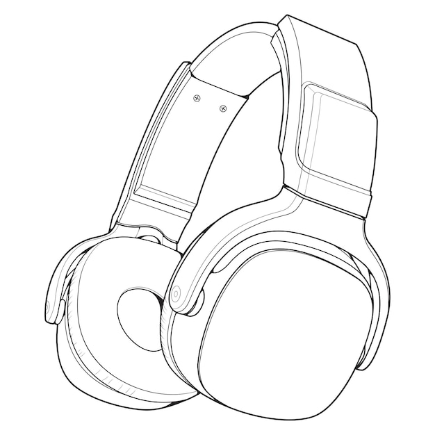 Vecteur dessin au trait casque illustration vectorielle concept de musique dessin au trait vecteur écouteurs portables