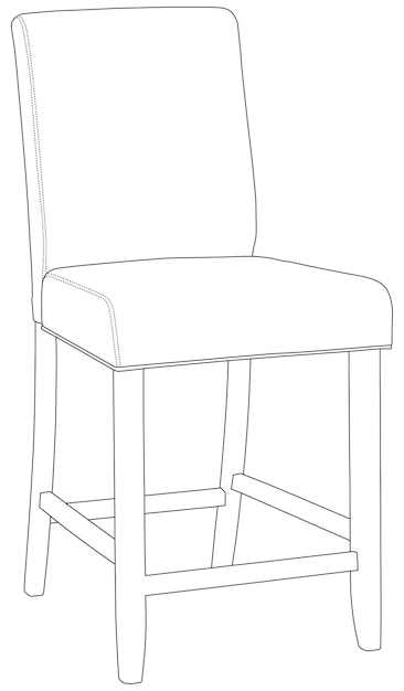 un dessin au trait d'une chaise moderne d'objet vectoriel isolé