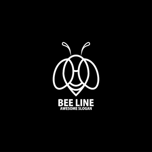 Dessin au trait de conception de logo d'abeille