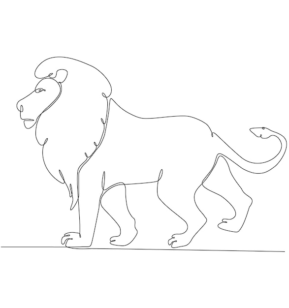 Dessin Au Trait Continu Animal Lion