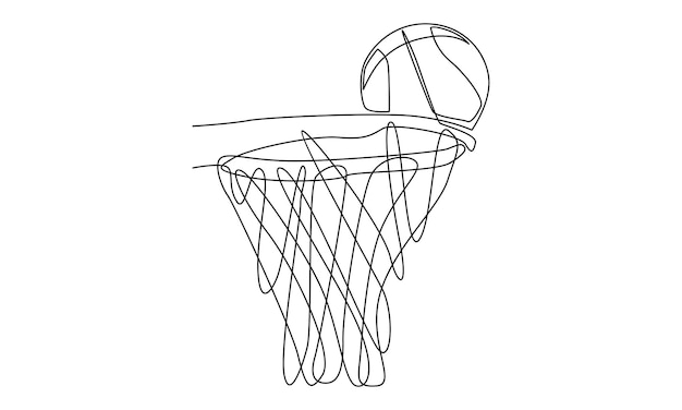 Dessin Au Trait Continu De Basket-ball