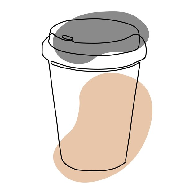 Vecteur un dessin au trait continu de café illustration vectorielle contemporaine avec des taches colorées