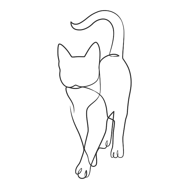 Dessin au trait continu de chat mignon Chat dessin au trait design minimaliste