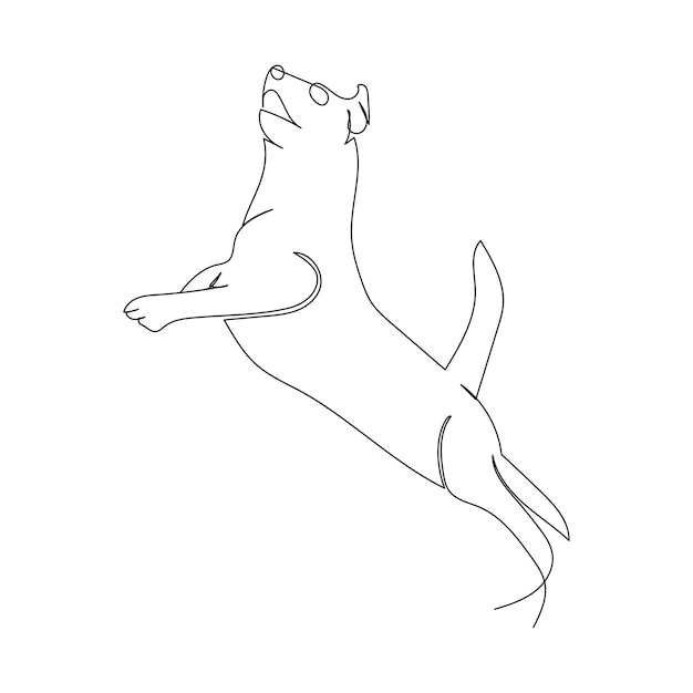 Vecteur dessin au trait continu d'un chien mignon art du minimalisme