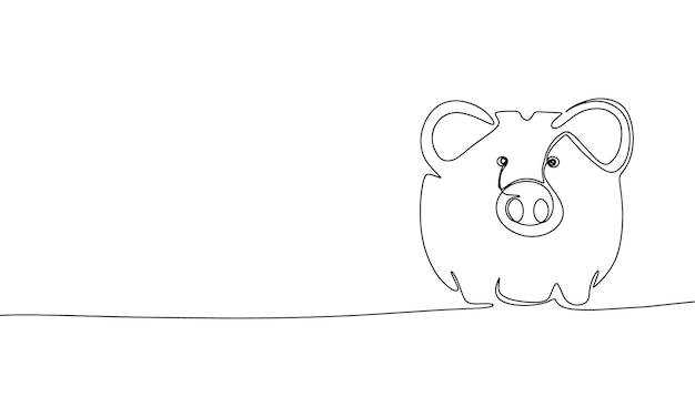 Dessin au trait continu de cochon tirelire Illustration vectorielle comme fond d'écran de contour d'art en ligne pour mini