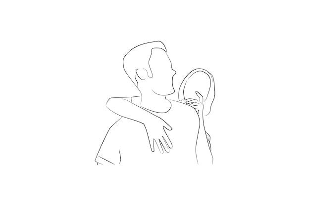 Dessin Au Trait Continu D'un Couple Heureux En Ligne Dessiné à La Main