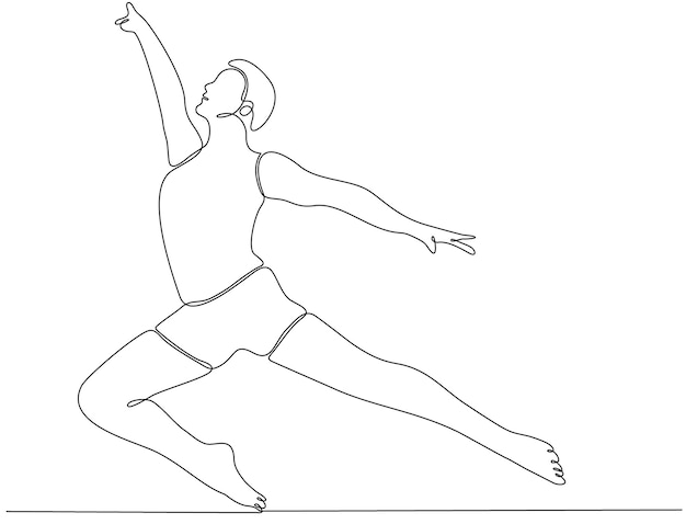 dessin au trait continu danseur de ballet masculin vecteur premium