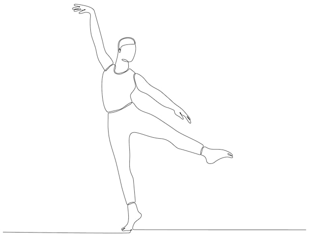 Dessin Au Trait Continu Danseur De Ballet Masculin Vecteur Premium