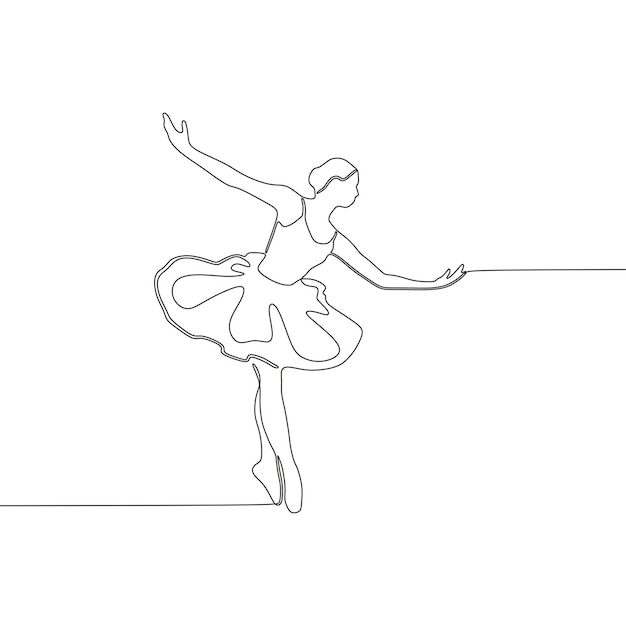 Un Dessin Au Trait Continu D'une Danseuse De Ballet.