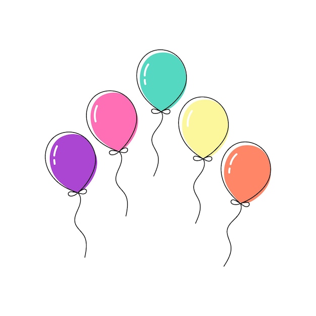 Dessin au trait continu Définir le ballon dans la fête de célébration isolé sur fond blanc pour la conception d'anniversaire Illustration vectorielle