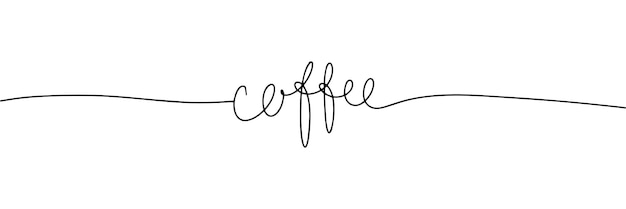 Vecteur dessin au trait continu du mot café illustration de cadre minimaliste vectoriel à une ligne de café