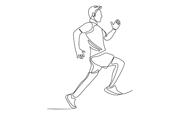 Dessin au trait continu du sport de conception minimaliste de coureur