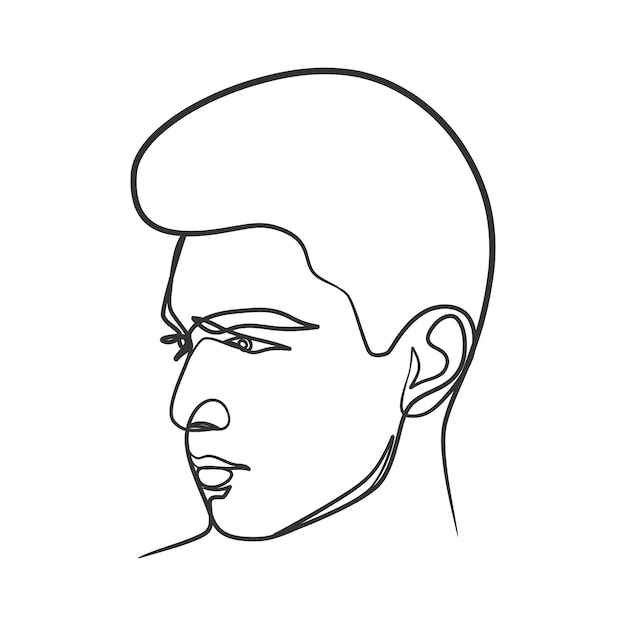 Dessin Au Trait Continu Du Visage De L'homme. Portrait D'homme D'une Ligne. Style Minimaliste Dessiné à La Main