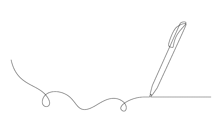 Un dessin au trait continu de l'écriture au stylo vague mince trait Symbole de crayon du concept d'étude et d'éducation dans un style linéaire simple Icône de contour Illustration vectorielle de Doodle