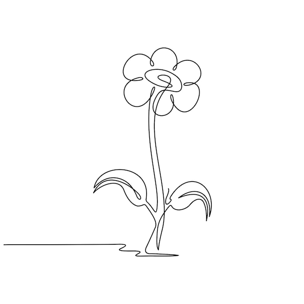 Dessin Au Trait Continu D'une Fleur