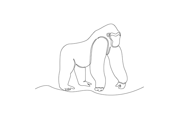 Un Dessin Au Trait Continu D'un Gorille Concept Animal Illustration Graphique Vectorielle De Dessin à Une Seule Ligne