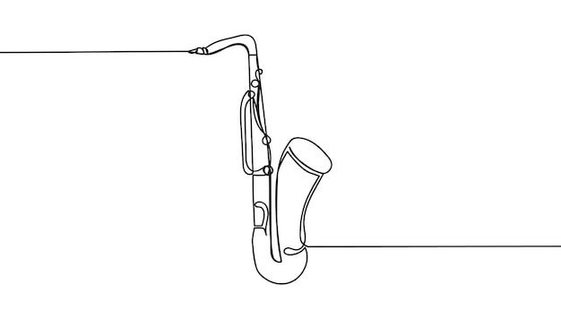 Dessin Au Trait Continu D'un Instrument De Musique Saxophone