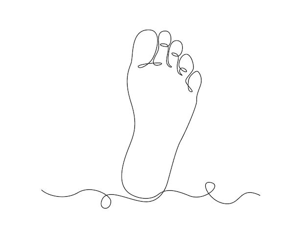 Un dessin au trait continu de la jambe féminine de l'élégance des pieds nus dans le concept de style linéaire simple de