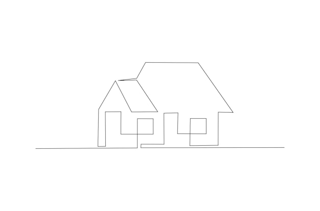 Dessin Au Trait Continu D'une Maison Isolée Sur Illustration Vectorielle Fond Blanc Vecteur Premium