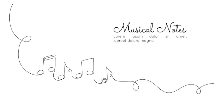 Vecteur un dessin au trait continu de notes de musique logo minimaliste et symbole de l'école de son et de musique dans un style linéaire simple trait modifiable illustration vectorielle doodle