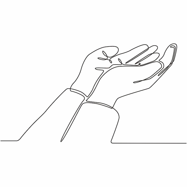 dessin au trait continu priant à la main illustration art