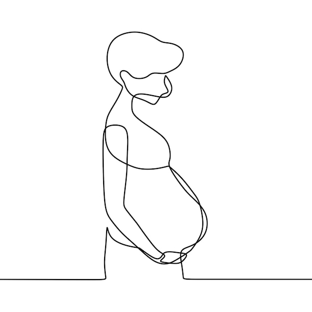 Dessin Au Trait Continu Sur Quelqu'un Est Enceinte