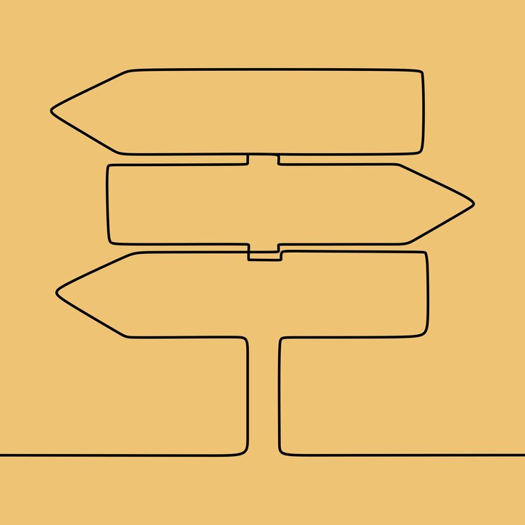 Vecteur dessin au trait continu sur le signe