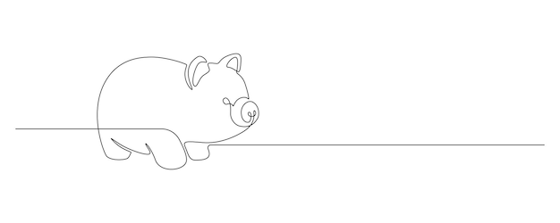 Un dessin au trait continu de tirelire Symbole d'argent sûr et concept de financement d'entreprise dans un style linéaire simple Illustration vectorielle de course modifiable Doodle