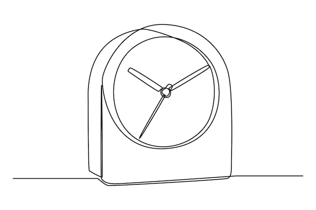 Dessin Au Trait Continu Unique Du Réveil Haut Rond Table D'horloge Au Bureau Variation Du Réveil Illustration Vectorielle Graphique De Conception De Dessin à Une Ligne Moderne