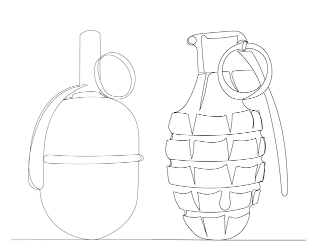 Vecteur un dessin au trait continu d'un vecteur de grenade