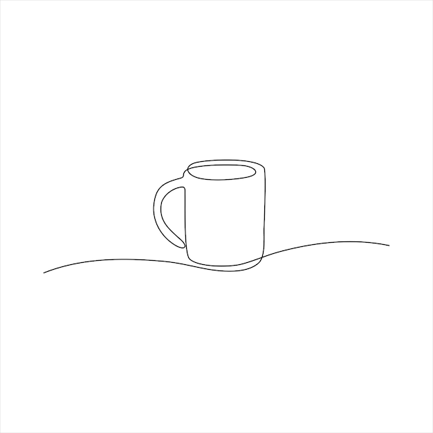 dessin au trait continu de verre à thé