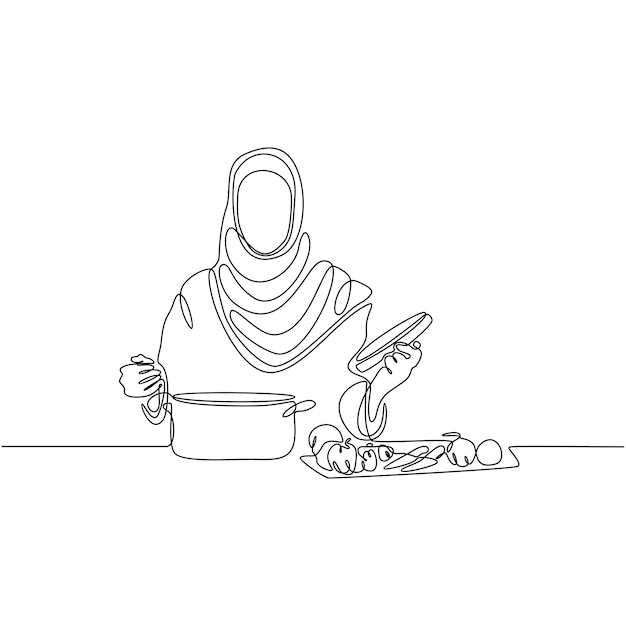 Dessin Au Trait Continu De Viande De Menu De Petit Déjeuner Servant Avec Illustration Vectorielle De Fourchette Et Couteau