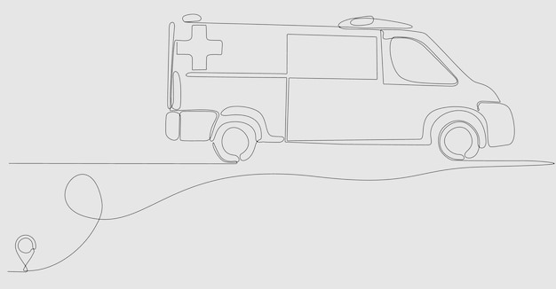 Dessin Au Trait Continu Voiture Ambulance