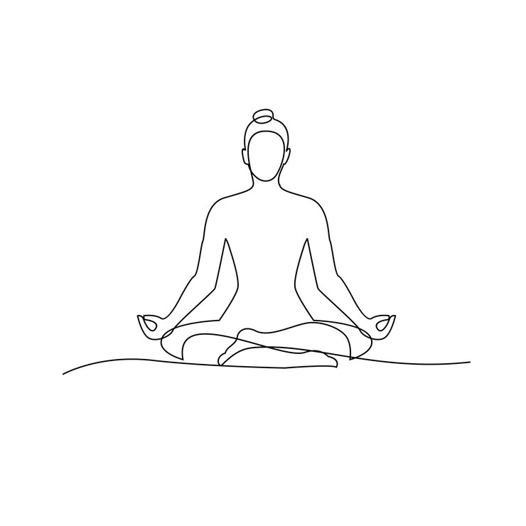 Vecteur dessin au trait continu de yoga