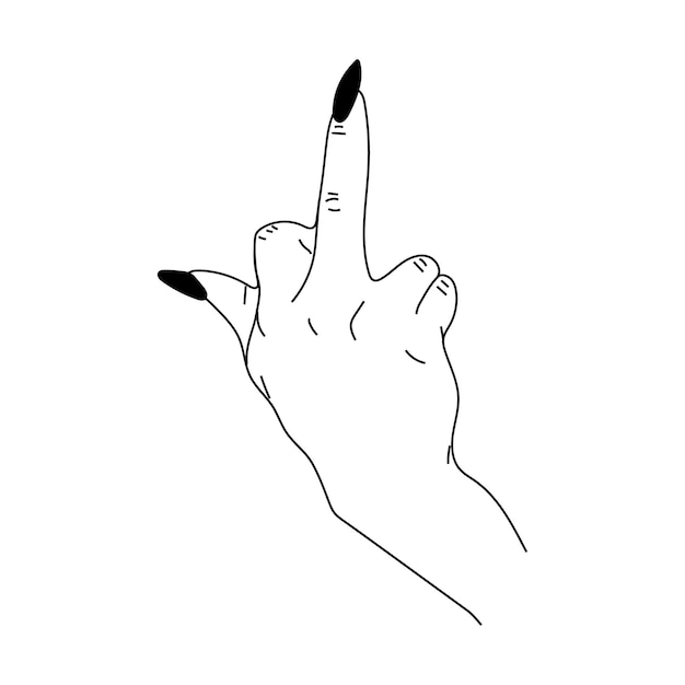 Vecteur dessin au trait doigt du milieu signe dessiné à la main. une ligne vector crayon croquis illustration de va te faire foutre