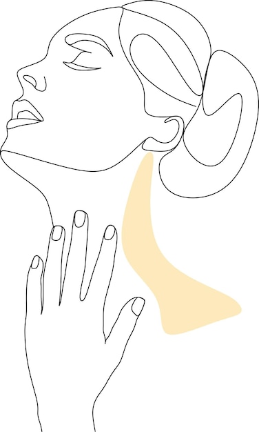 Vecteur un dessin au trait du cou d'une femme et les mots 