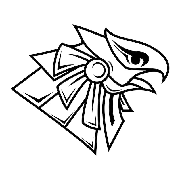 Vecteur dessin au trait du logo de la mascotte de la tête d'horus