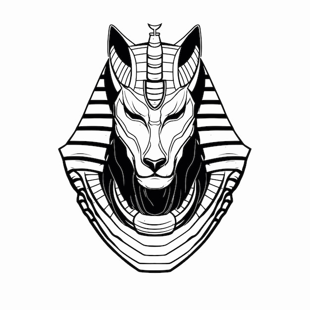 Vecteur dessin au trait du roi anubis