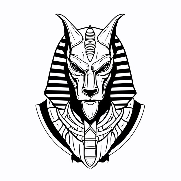 Vecteur dessin au trait du roi anubis