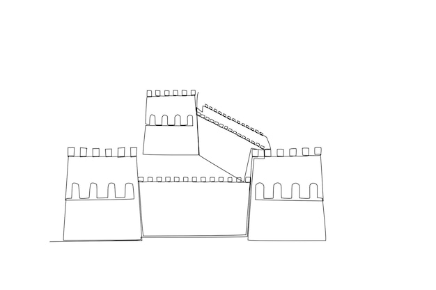 Vecteur dessin au trait exotique de la grande muraille de chine