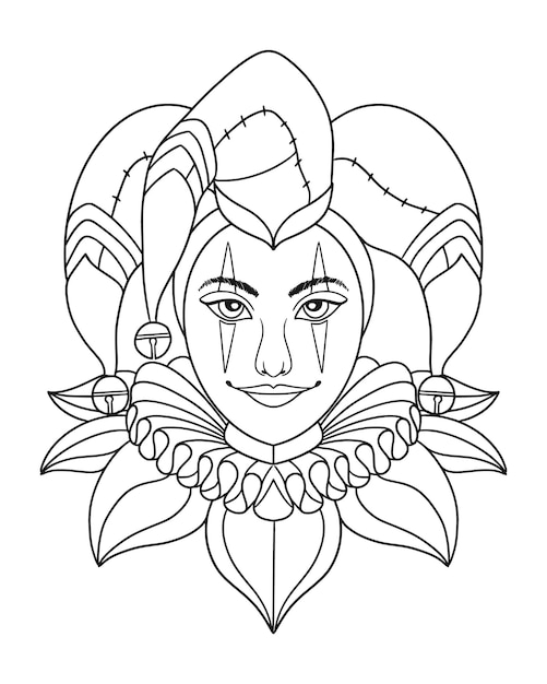 Dessin Au Trait De Femme Clown, Vector Illustration