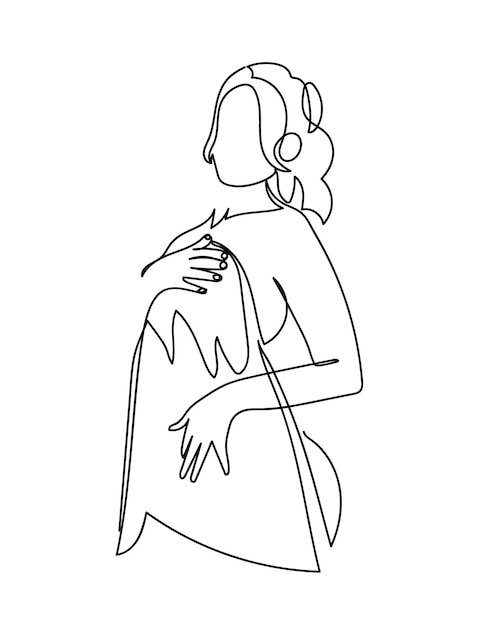 Un dessin au trait d'une femme enceinte
