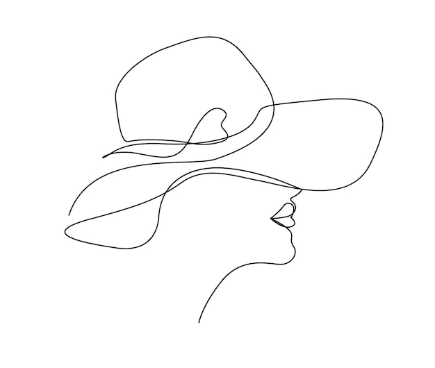 Un Dessin Au Trait D'une Femme Portant Un Chapeau