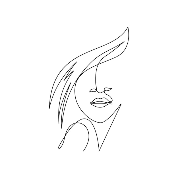 Un Dessin Au Trait Femme Visage Abstrait Beauté