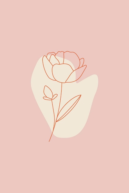 Dessin Au Trait Fleur Sur Fond Rose Vecteur